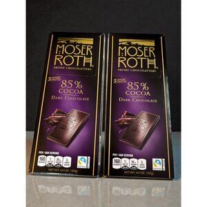 Moser Roth 85% Cocoa Dark Chocolate Bars 2 Pack 4.4 Oz Each Gourmet Chocolate Fa